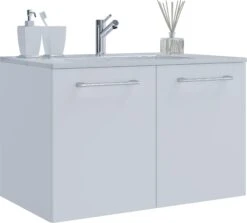 2-tlg. Waschplatz Waschtisch Badinos Tür In Weiß