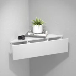 Holz Wandschublade Eckregal Nachttisch Usal S In Weiß -Yamazaki Mobel Geschaft vcm holz wandschublade eckregal nachttisch usal s in weiss 3