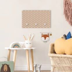Kindergarderobe Holz - Weiße Punkte Auf Cappuccino In Creme-Beige -Yamazaki Mobel Geschaft wallart kindergarderobe holz weisse punkte auf cappuccino in creme beige 2