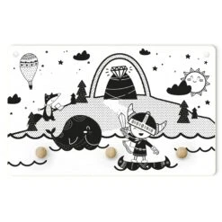 Kindergarderobe Holz - Wikinger - Pfad Zum Diamantenberg In Schwarz-Weiß