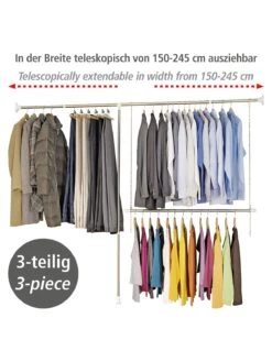 Wenko Teleskop-Garderoben-Set Edelstahl 3-teilig In Silber -Yamazaki Mobel Geschaft wenko teleskop garderoben set edelstahl 3 teilig in silber 10