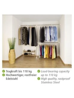 Wenko Teleskop-Garderoben-Set Edelstahl 3-teilig In Silber -Yamazaki Mobel Geschaft wenko teleskop garderoben set edelstahl 3 teilig in silber 13