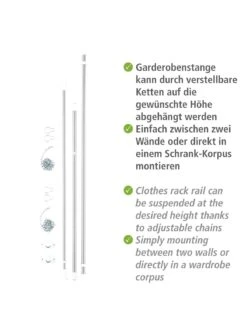 Wenko Teleskop-Garderoben-Set Edelstahl 3-teilig In Silber -Yamazaki Mobel Geschaft wenko teleskop garderoben set edelstahl 3 teilig in silber 3