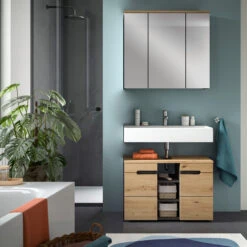 Spiegelschrank In Basalt Grau/Artisan Eiche - (B) 80 X (H) 73 X (T) 21 -Yamazaki Mobel Geschaft xonox home spiegelschrank in basalt grau artisan eiche b 80 x h 73 x t 21 2